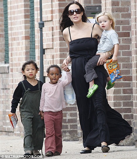 Angelina Jolie was snapped out walking with kids Pax (4), Zahara (3), 